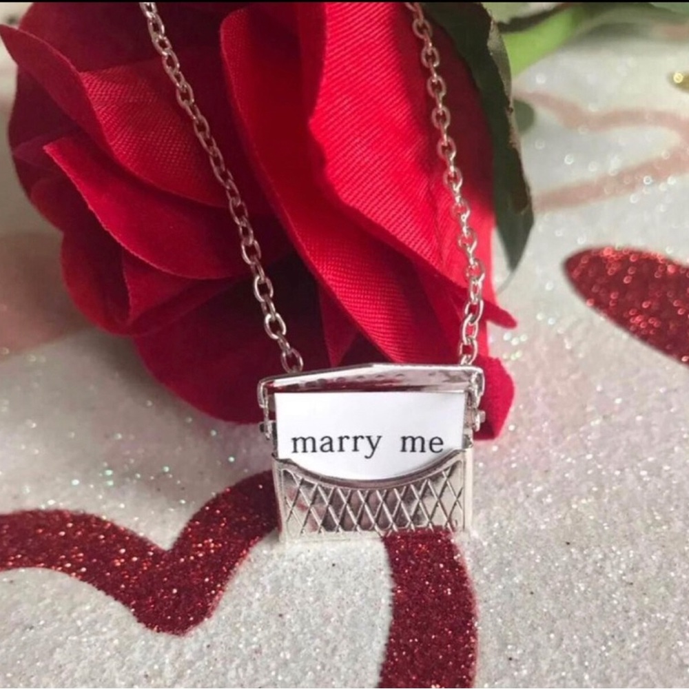 Sterling Silver 'Marry Me' Message Locket Necklace